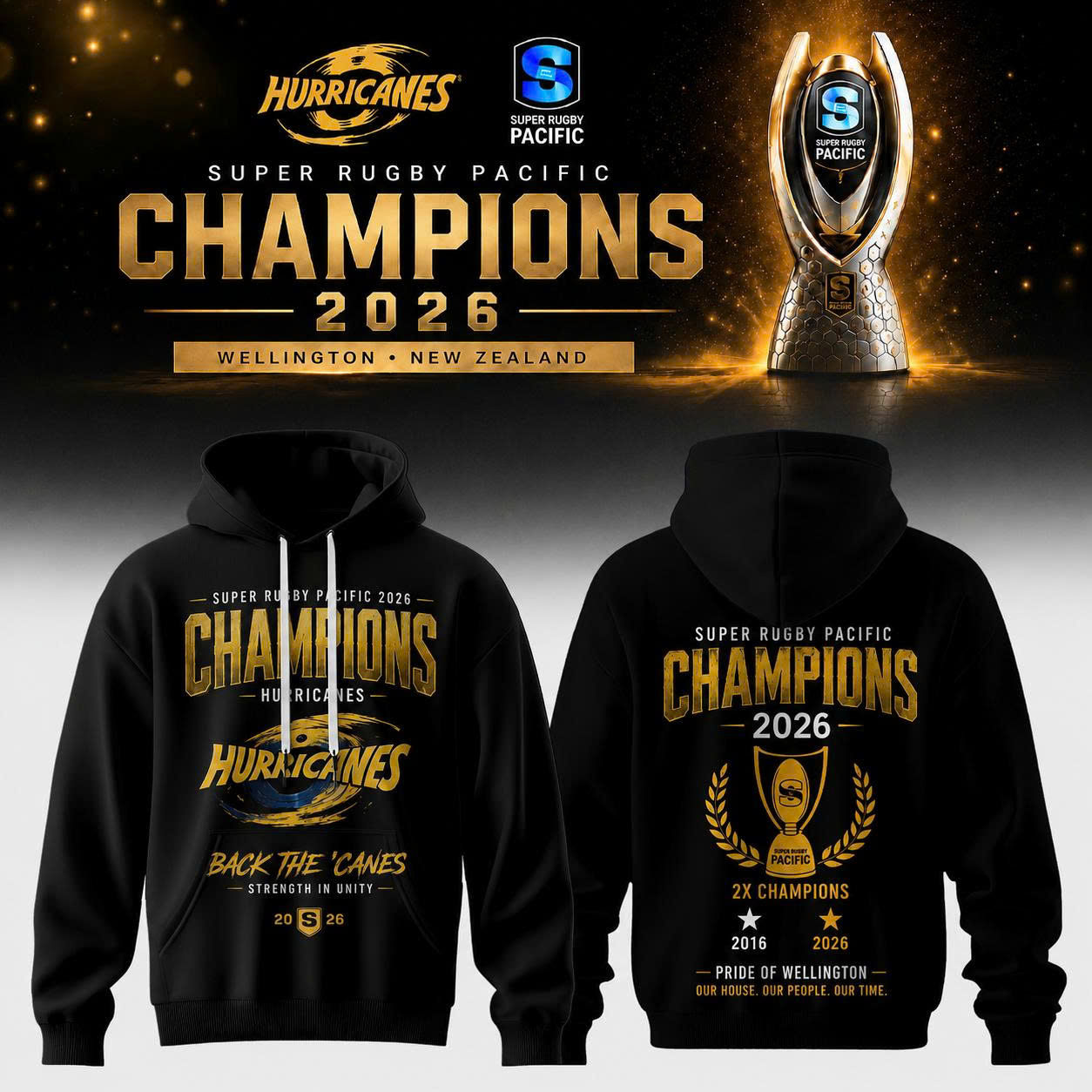 Hurricanes Super Rugby Pacific Champions 2026 Celebration Hoodie