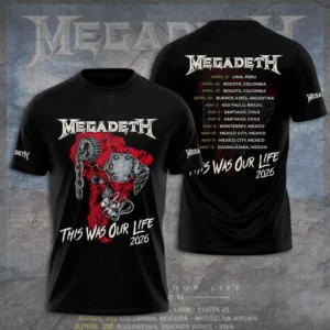 Megadeth Tour 2026 Graphic 3D Apparel Gift For Band Supporters