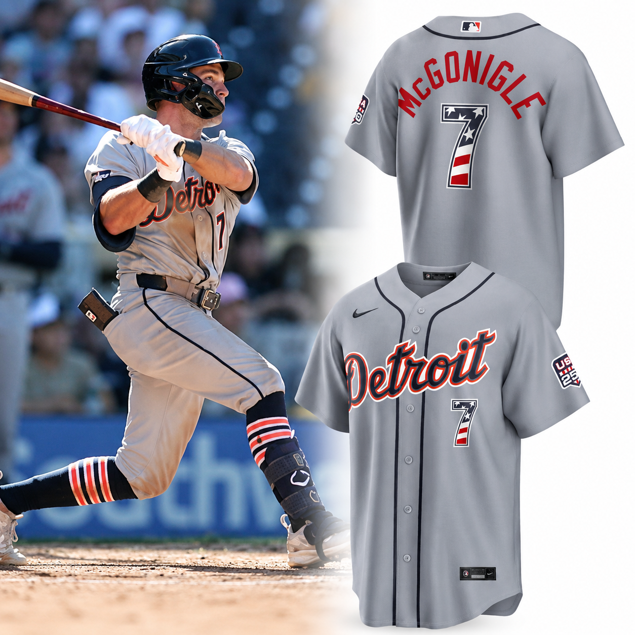 Detroit Tigers Mcgonigle #7 Baseball Jersey Custom Name Baseball Fan Jersey Detroit Baseball Replica Jersey Gift