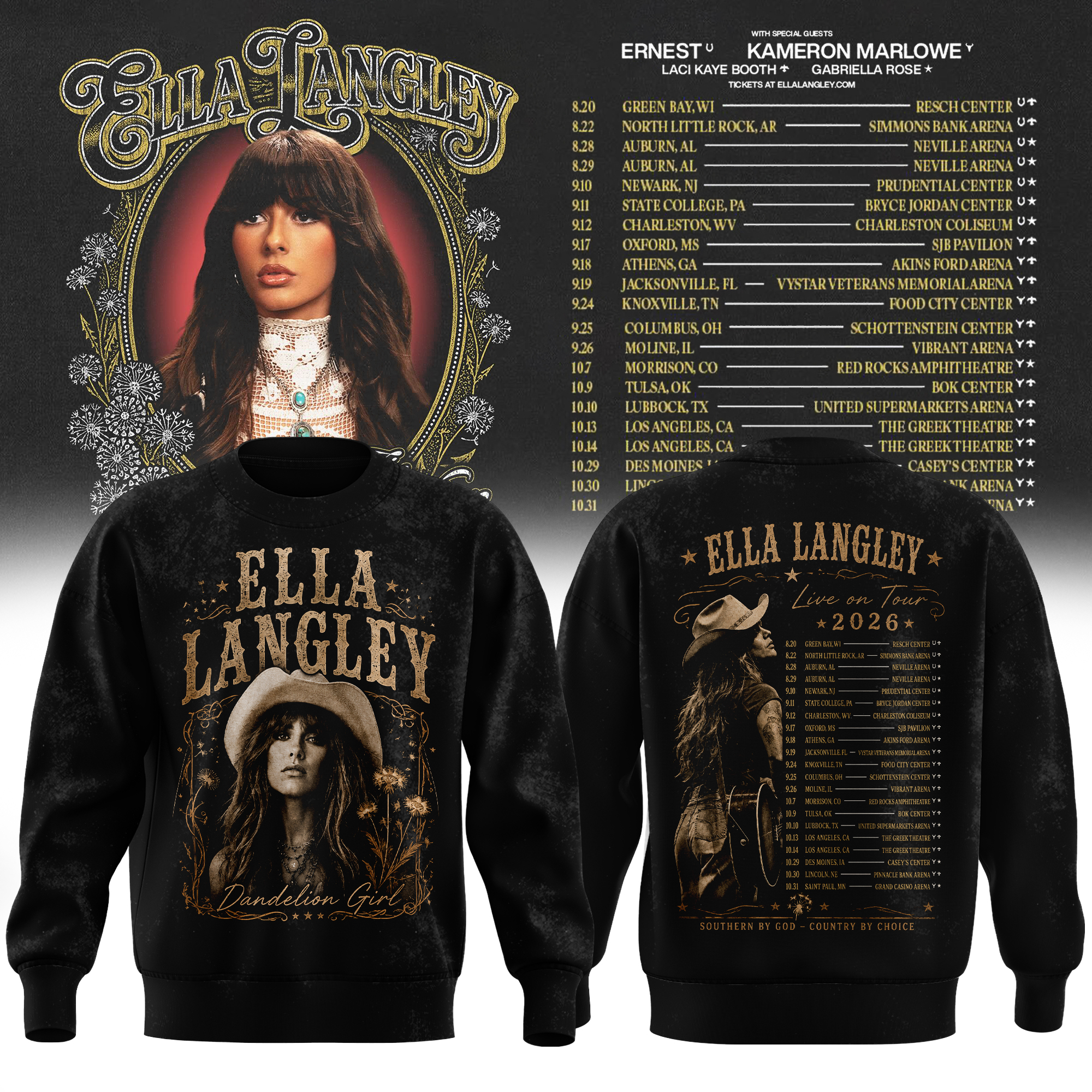 Ella Langley Dandelion Tour 2026 Sweatshirt Gift For Country Music Fans