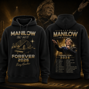 Barry Manilow Forever 2026 Farewell Tour Hoodie Vintage Piano Concert Fan Merch Front Back Graphic Hoodie