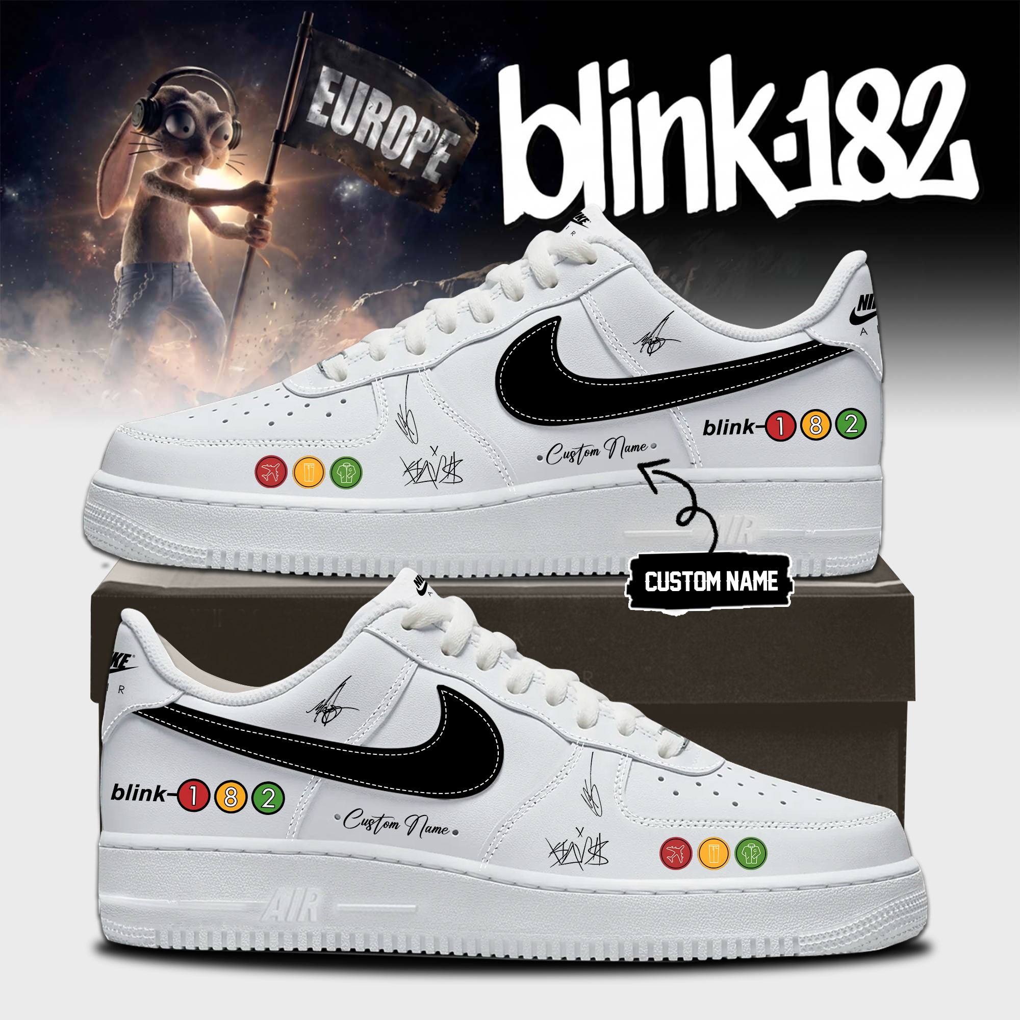 Blink182 New Eu Shows Limited Edition Signature Shoes V5 Gift For Dedicated Fans
