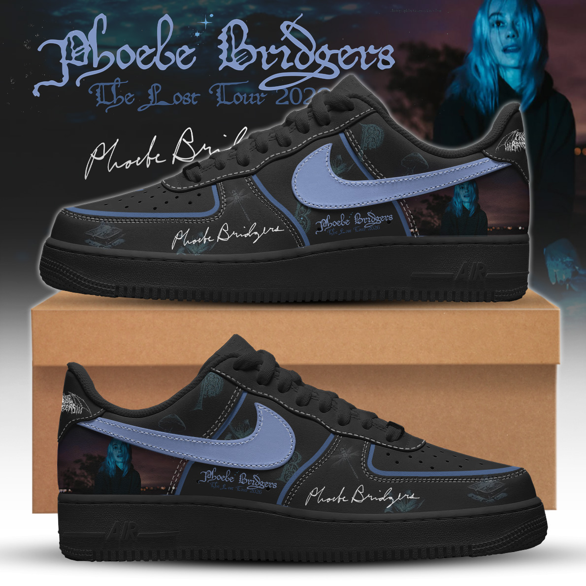 Phoebe Bridgers 2026 Tour Custom AF1 Sneakers Gift for Music Enthusiasts