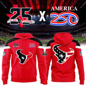 Houston Texans 25Th Season X America 250 Patriotic Graphic Hoodie Gift For Nfl Fans Independence Celebration