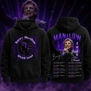 Barry Manilow 2026 Tour Concert Hoodie Vintage Purple Graphic Music Fan Merch Front Back Print Tee