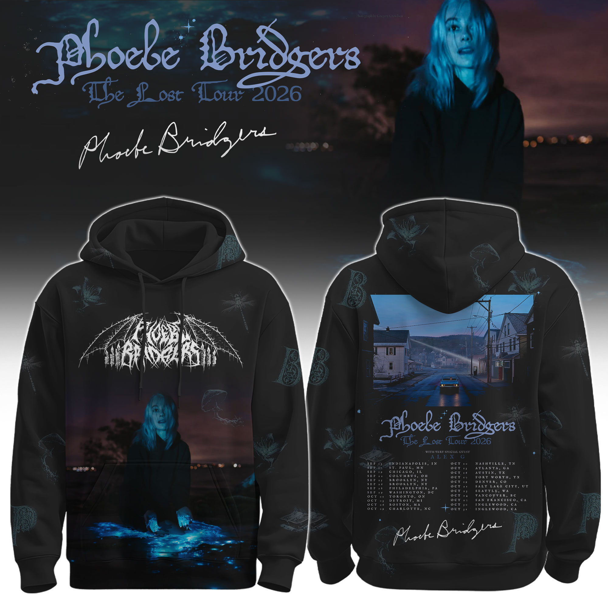 Phoebe Bridgers 2026 Tour Custom Hoodie Gift For Indie Music Fans
