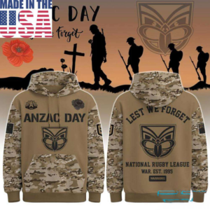 New Zealand Warriors Anzac Day Commemorative Fan Hoodie