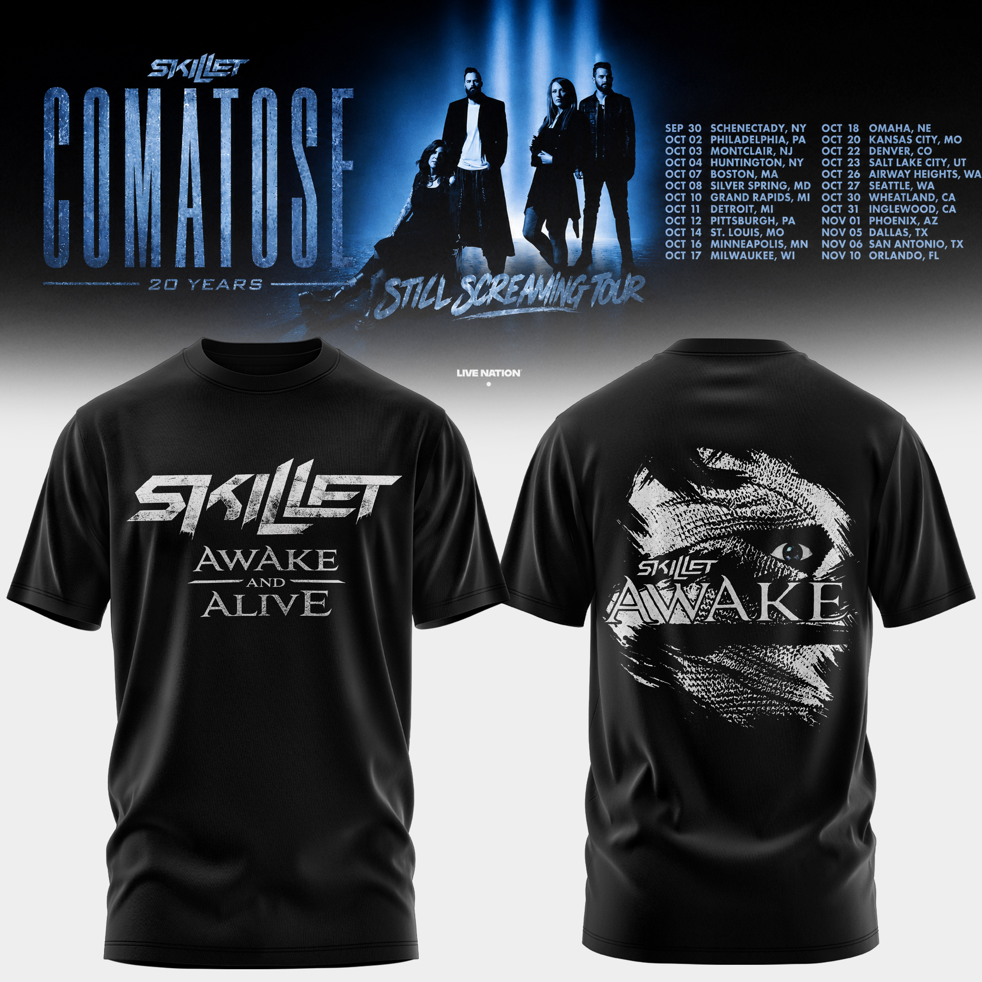 Skillet Comatose 20 Years Limited Graphic T-Shirt Collection