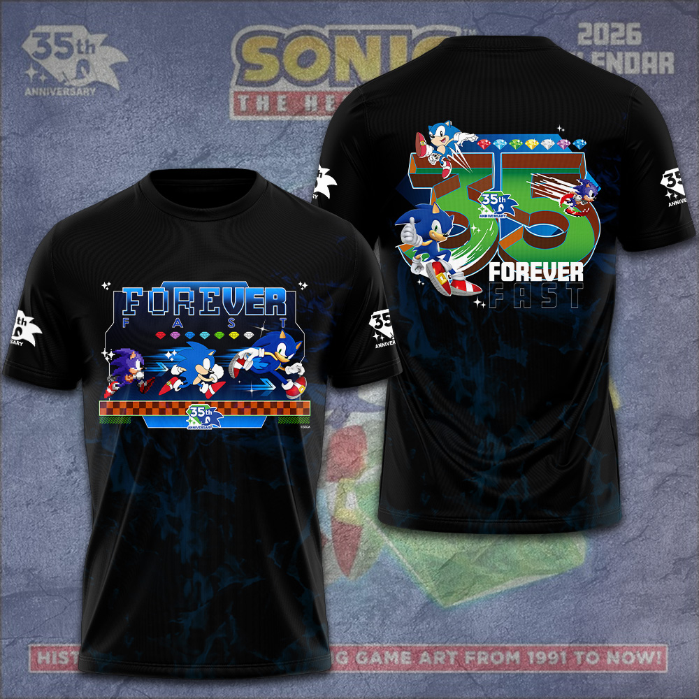 Sonic The Hedgehog 35Th Anniversary 3D Apparel Gift For Adventure Game Lovers