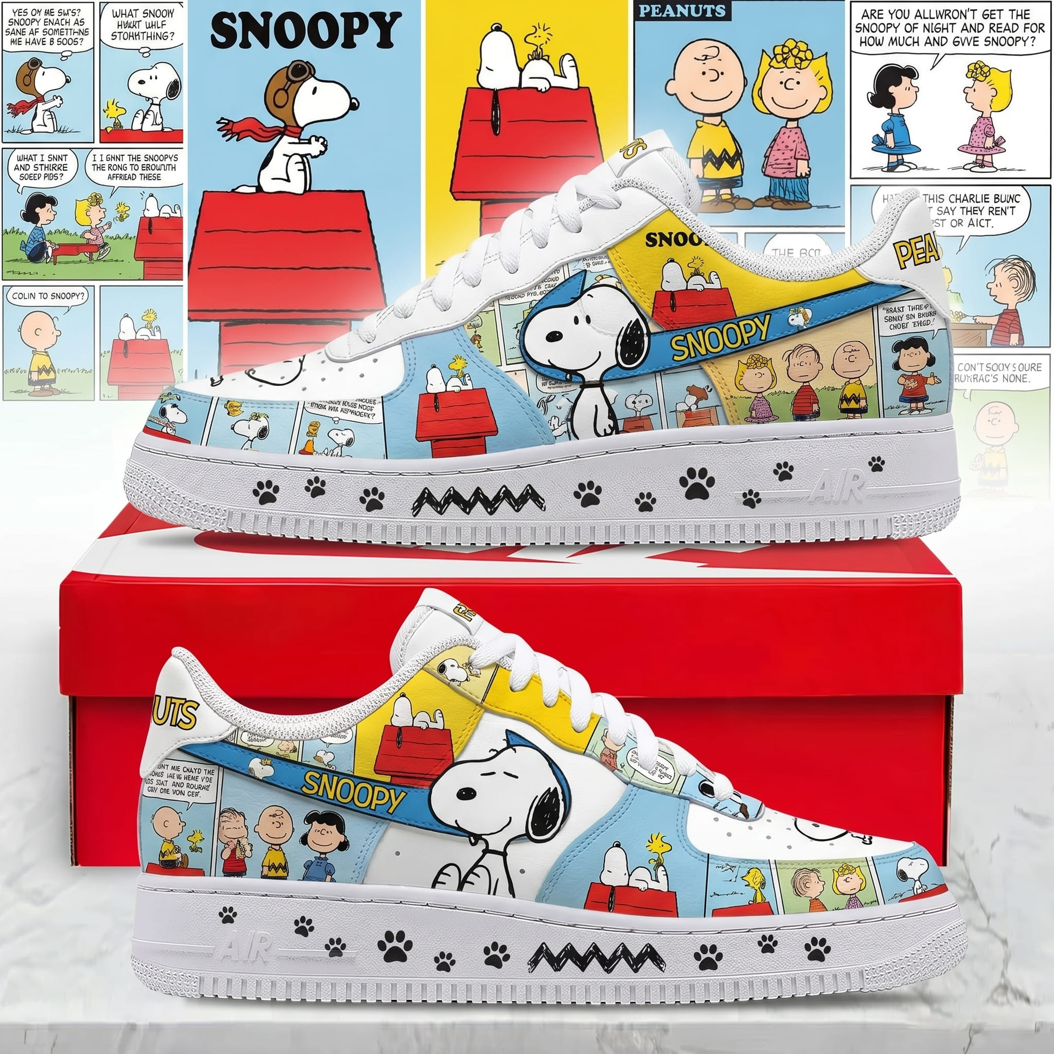 Snoopy Air Low Top Sneakers Gift For Cartoon Lovers Casual Everyday Style