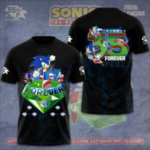 Sonic The Hedgehog 35Th Anniversary 3D Apparel Gift For Retro Gaming Fans