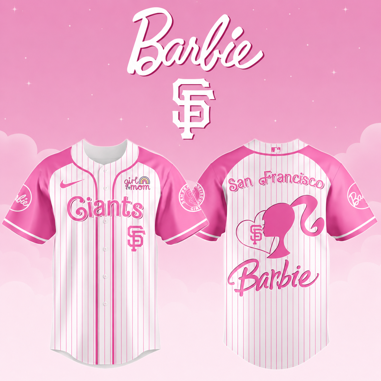 Pink Pinstripe Baseball Jersey Custom Fan Shirt Personalized Button Up Sports Jersey