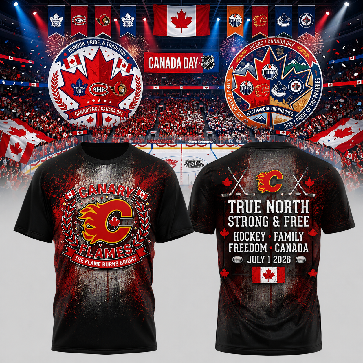 Canada Day Hockey National Pride Graphic T-Shirt