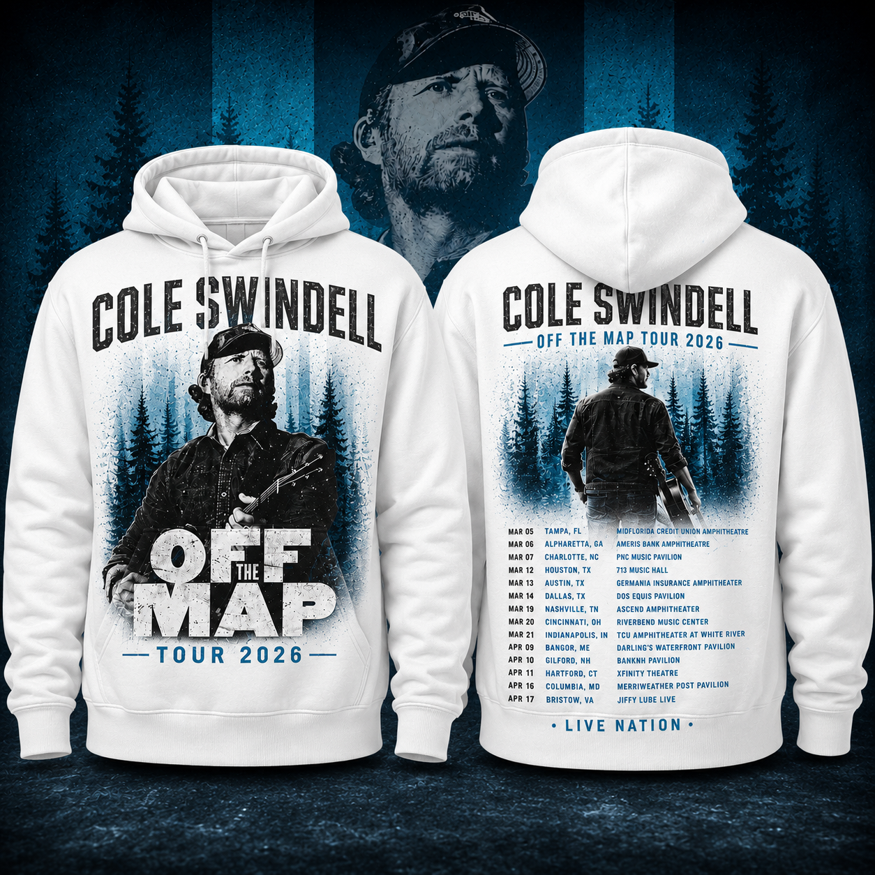 Cole Swindell Off The Map Tour 2026 Vintage Country Concert Hoodie Front Back Graphic Fan Merch Hoodie