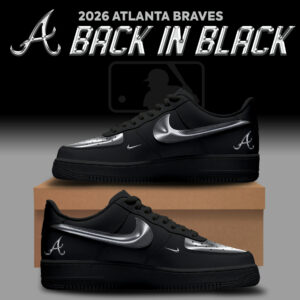 Atlanta Braves Back In Black 2026 Shoes Gift For Baseball Fans