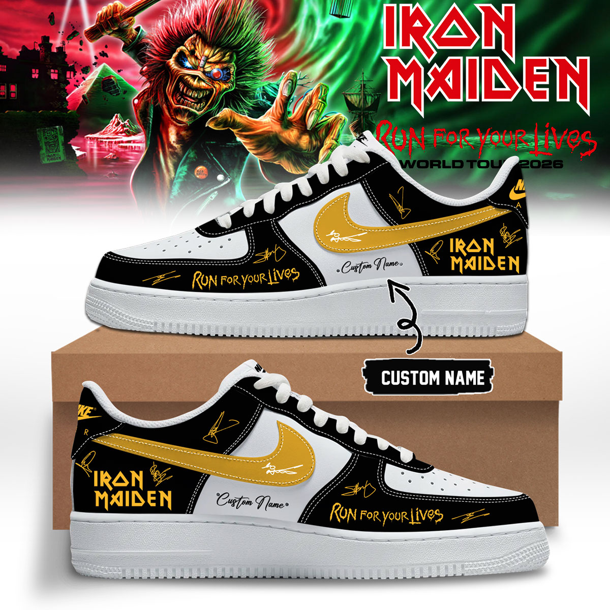 Iron Maiden Run For Your Lives World Tour Signature Shoes Gift For Heavy Metal Fans