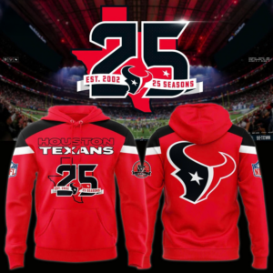 Houston Texans 25Th Season Anniversary Pullover Hoodie Gift For Nfl Fans Collector Edition