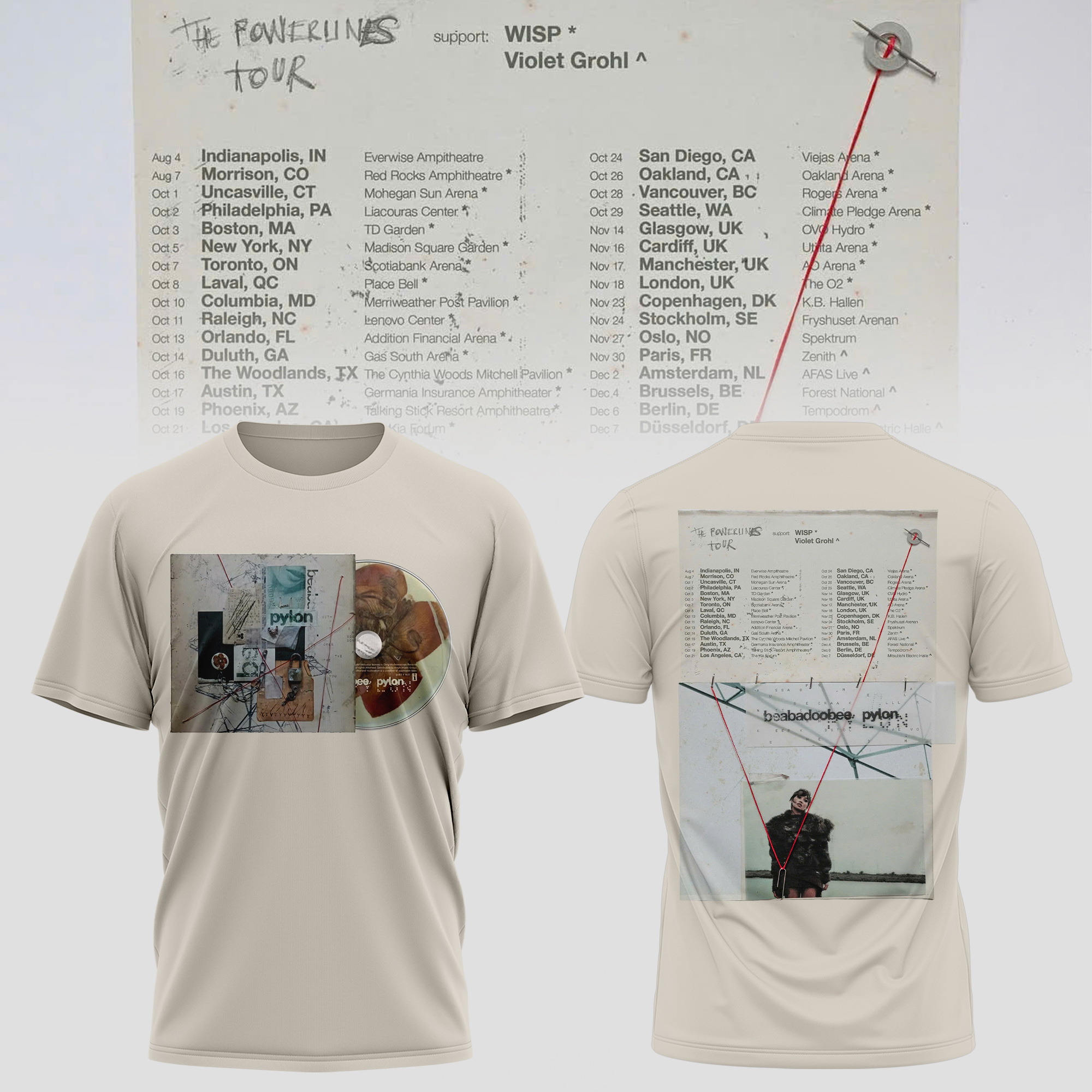 Beabadoobee The Powerlines Tour Cd Collage Graphic T-Shirt