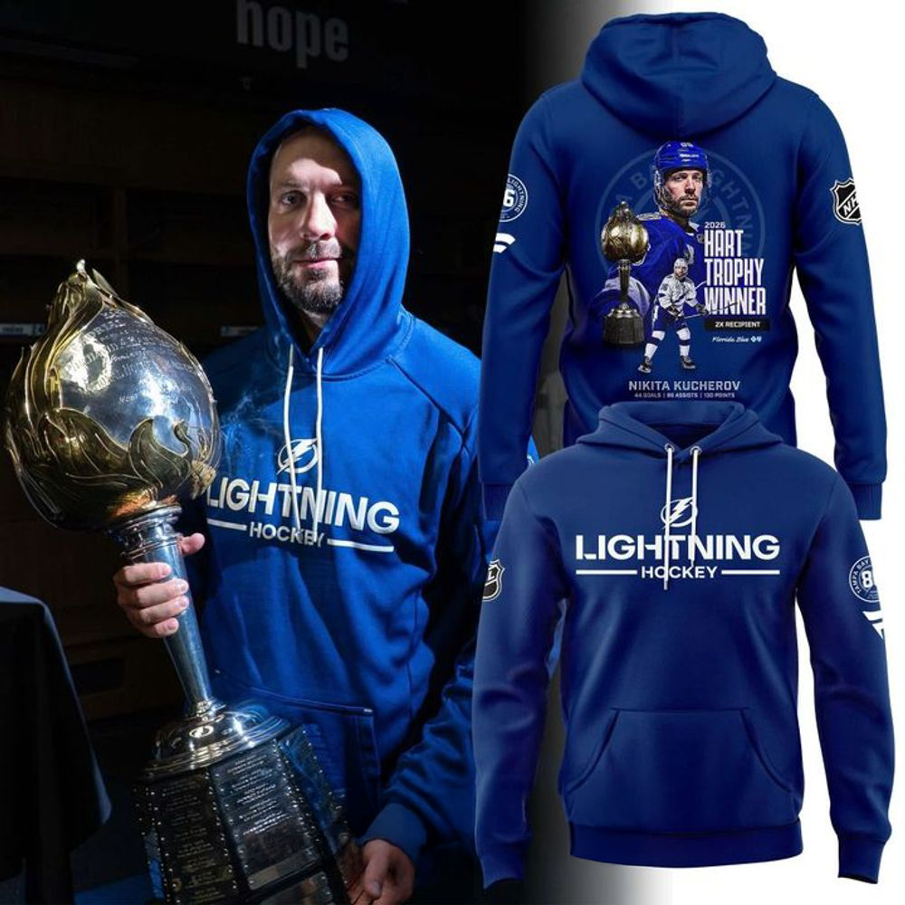 Tampa Bay Lightning Nikita Kucherov 2026 Hart Trophy Winner Graphic Hoodie Gift For Hockey Fans
