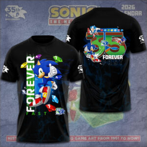 Sonic The Hedgehog 35Th Anniversary 3D Apparel Gift For Arcade Gaming Fans
