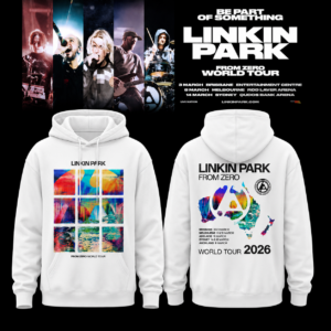 Linkin Park From Zero World Tour 2026 White Graphic Hoodie Colorful Album Art Concert Merch Fan Gift