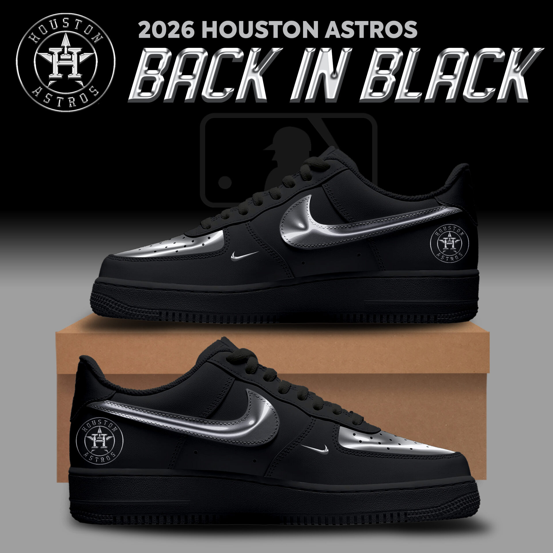 Houston Astros Back In Black 2026 Shoes Gift For Mlb Fans