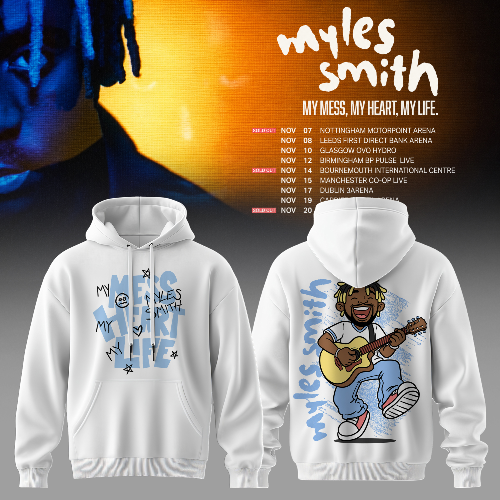 Myles Smith My Mess My Heart My Life Doodle Hoodie Gift For Concert Fans