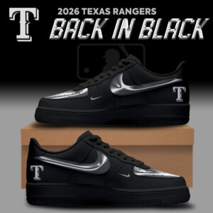 Texas Rangers Back In Black 2026 Shoes Gift For Baseball Fans