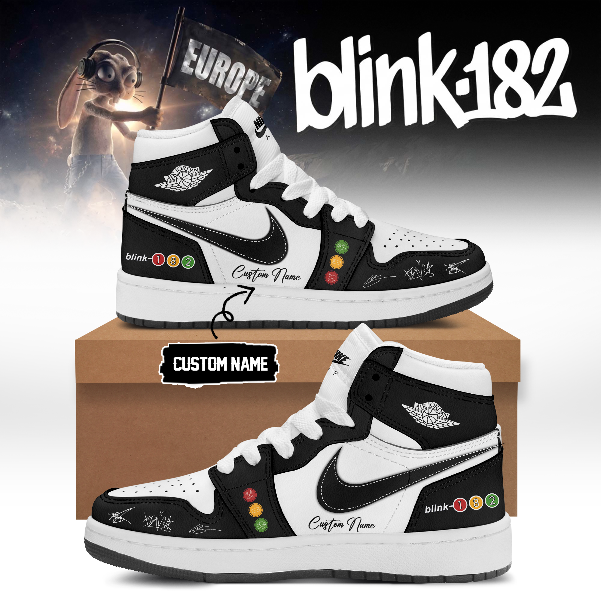 Blink182 New Eu Shows Signature Shoes V3 Official Tour Gift For Supporters