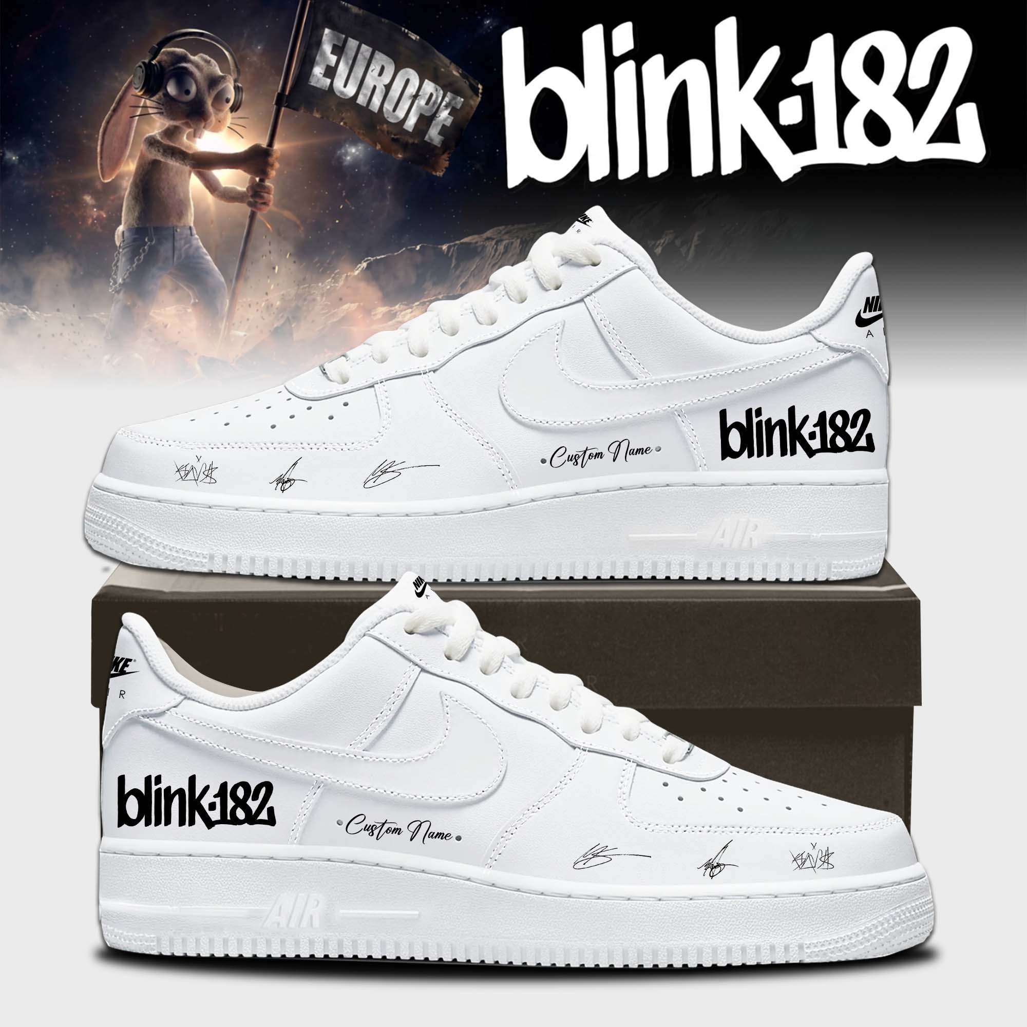 Blink182 New Eu Shows Limited Edition Signature Shoes V8 Gift For Concert Fans