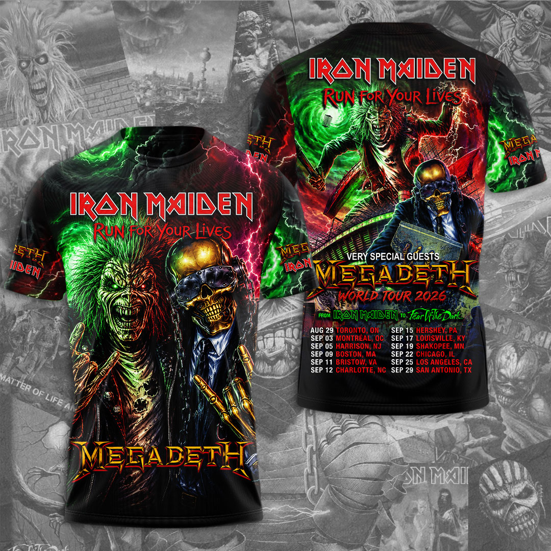 Iron Maiden X Megadeth World Tour 2026 3D Apparel Gift For Rock Fans Concert Season
