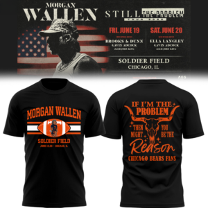 Chicago Bears X Morgan Wallen Black Concert T-Shirt Gift For Fans 2026