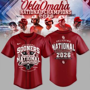 Oklahoma Sooners Baseball 2026 National Champions Trophy Celebration Baseball Jersey