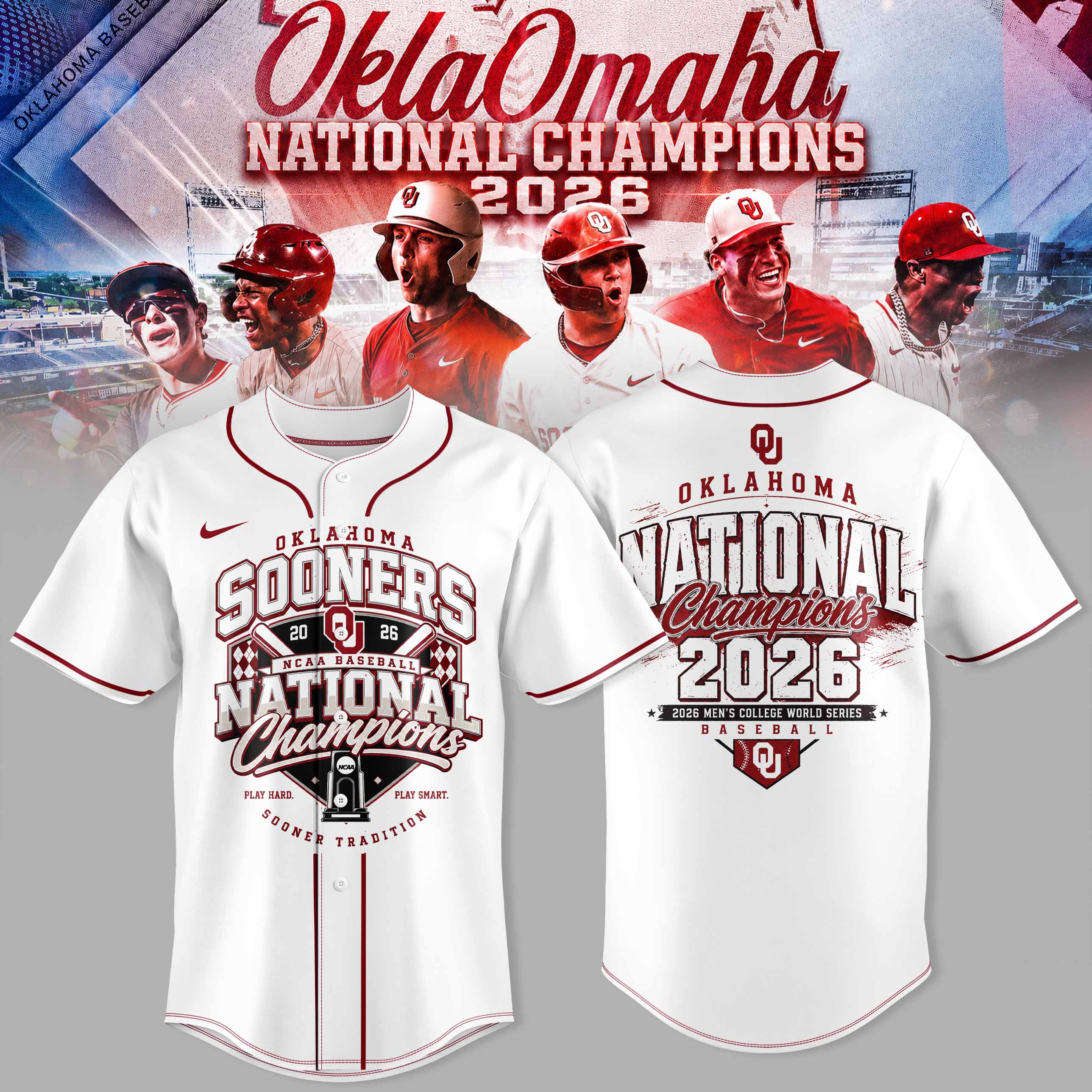 Oklahoma Sooners Baseball 2026 National Champions Supporter Baseball Jersey