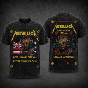 Metallica And Hawaii For All Local Chapter 554 Vintage Washed T-Shirt Heavy Metal Graphic Rock Band Fan Gift Tee