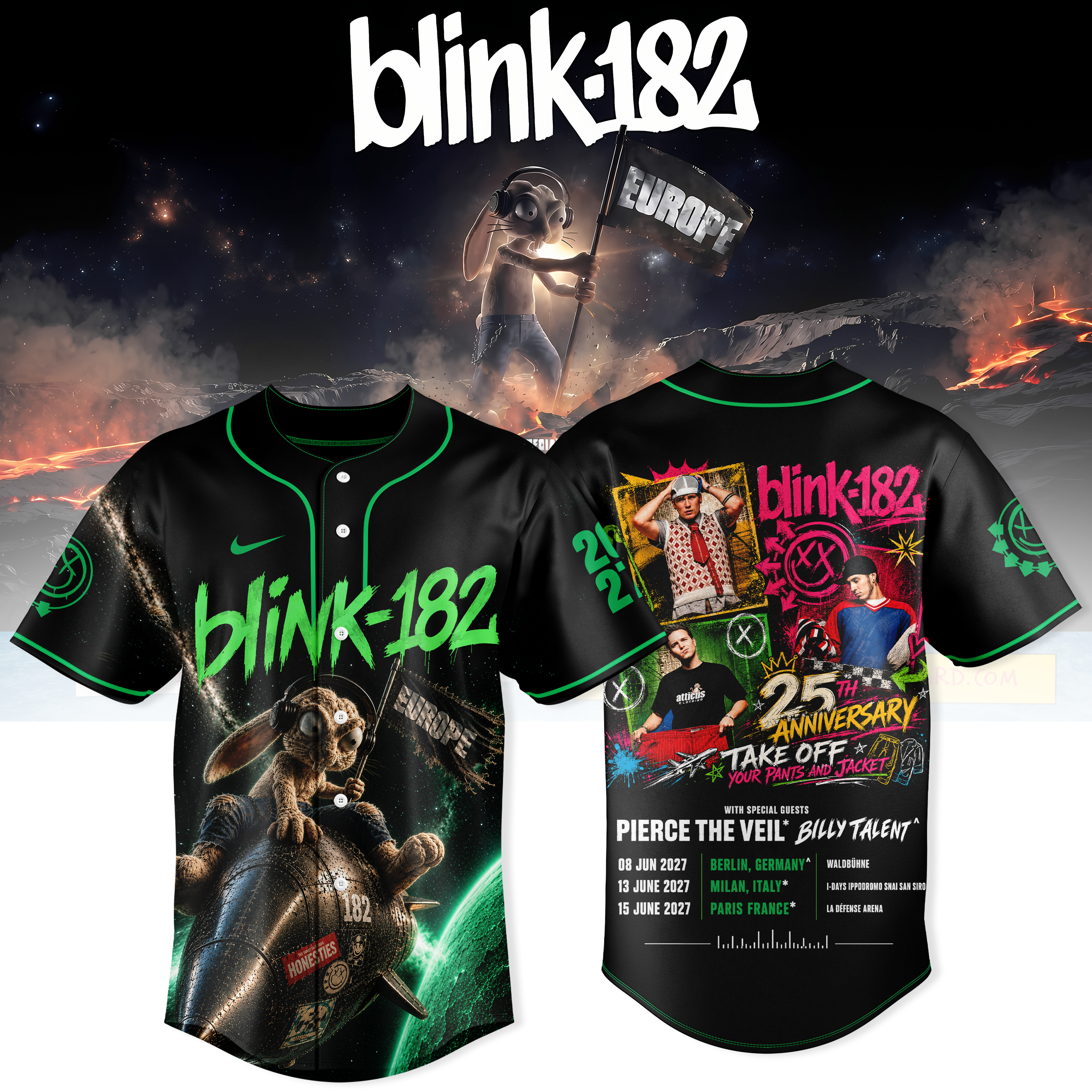 Never Grew Up Europe Tour Edition Baseball Jersey