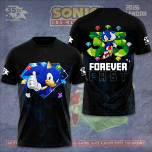 Sonic The Hedgehog 35Th Anniversary 3D Apparel Gift For Gaming Fans Anniversary Celebration