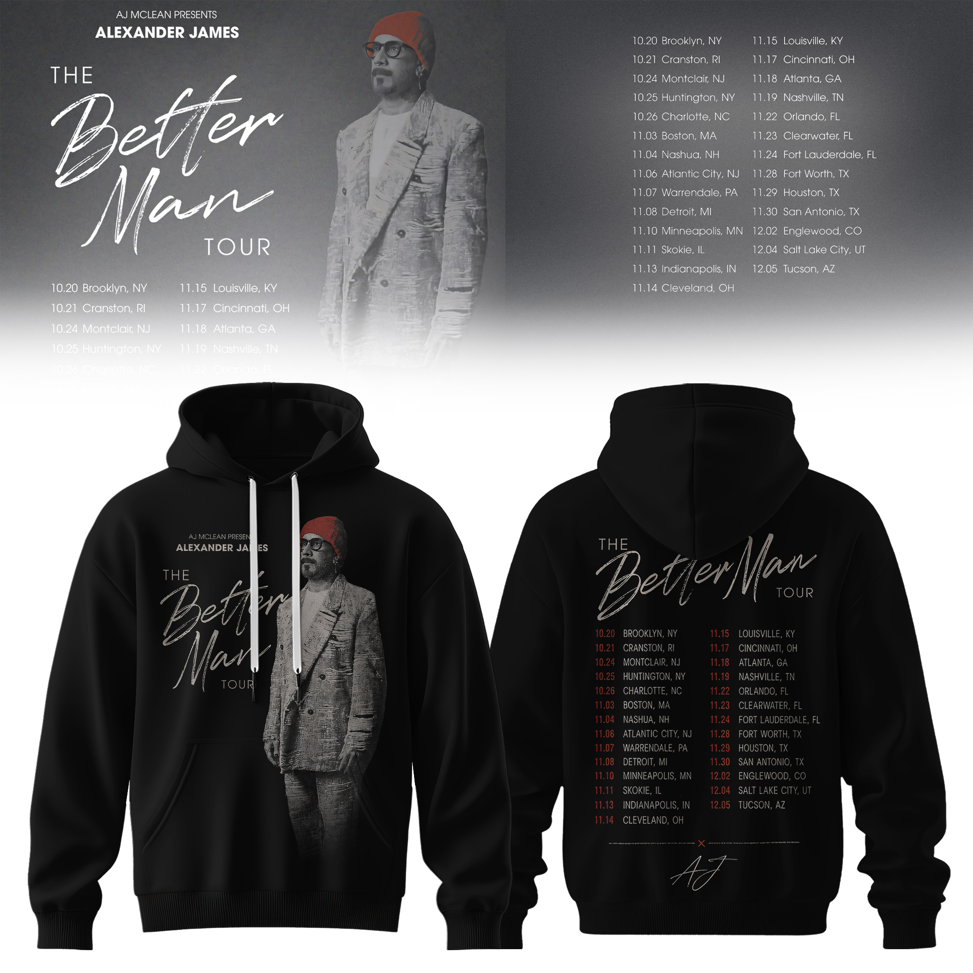 Aj Mclean The Better Man Tour Premium Graphic Hoodie