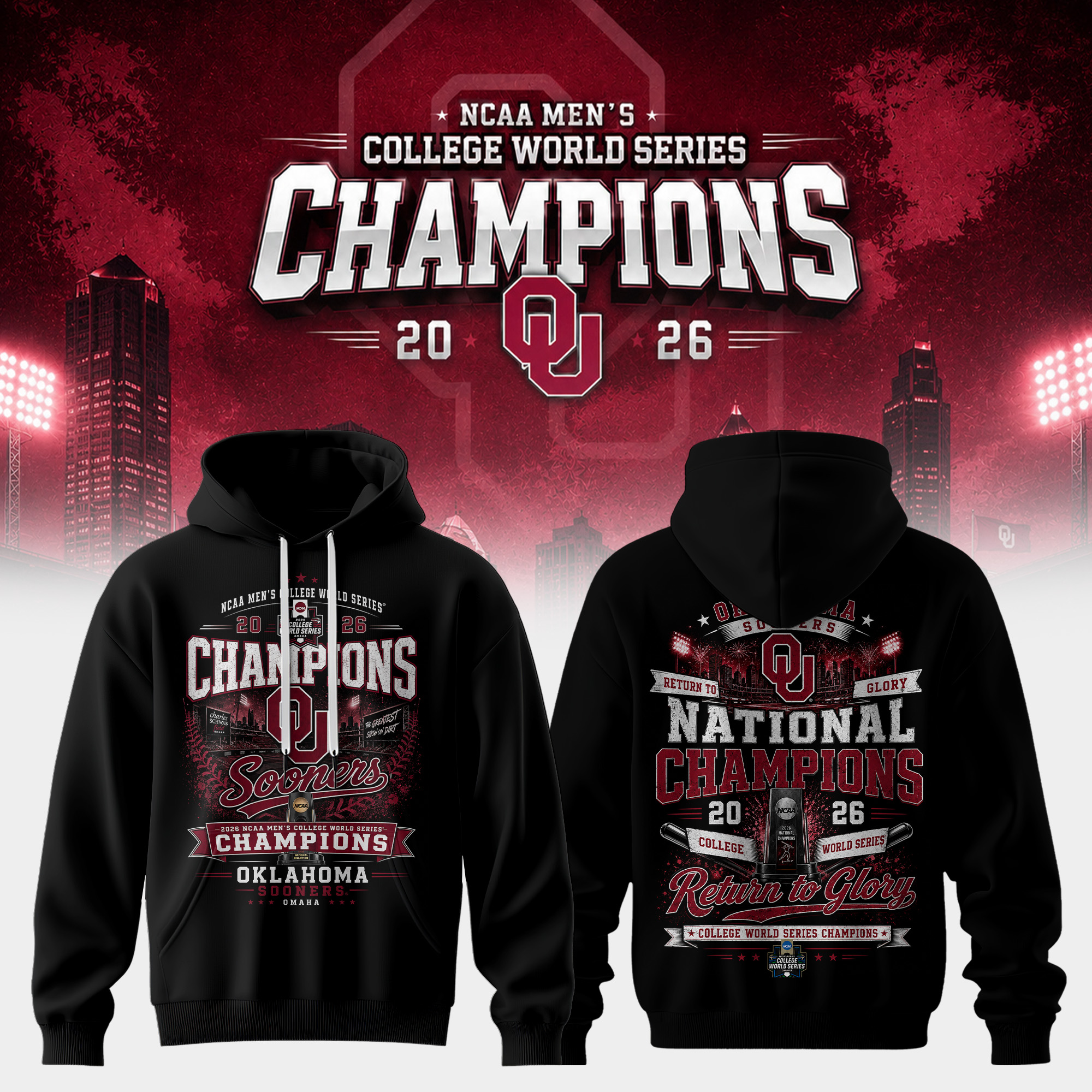Mens College World Series Champions 2026 Locker Room Hoodie