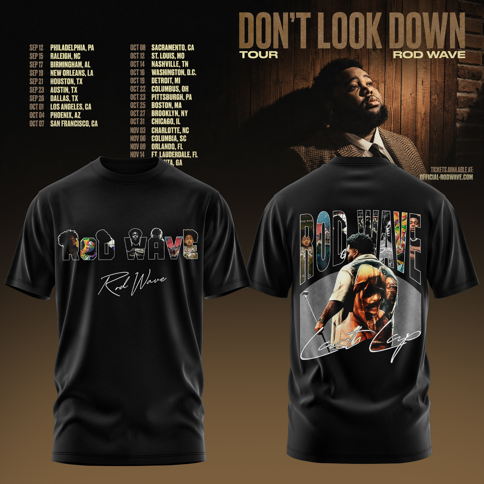 Rod Wave Dont Look Down Tour Collage Signature Premium T-Shirt