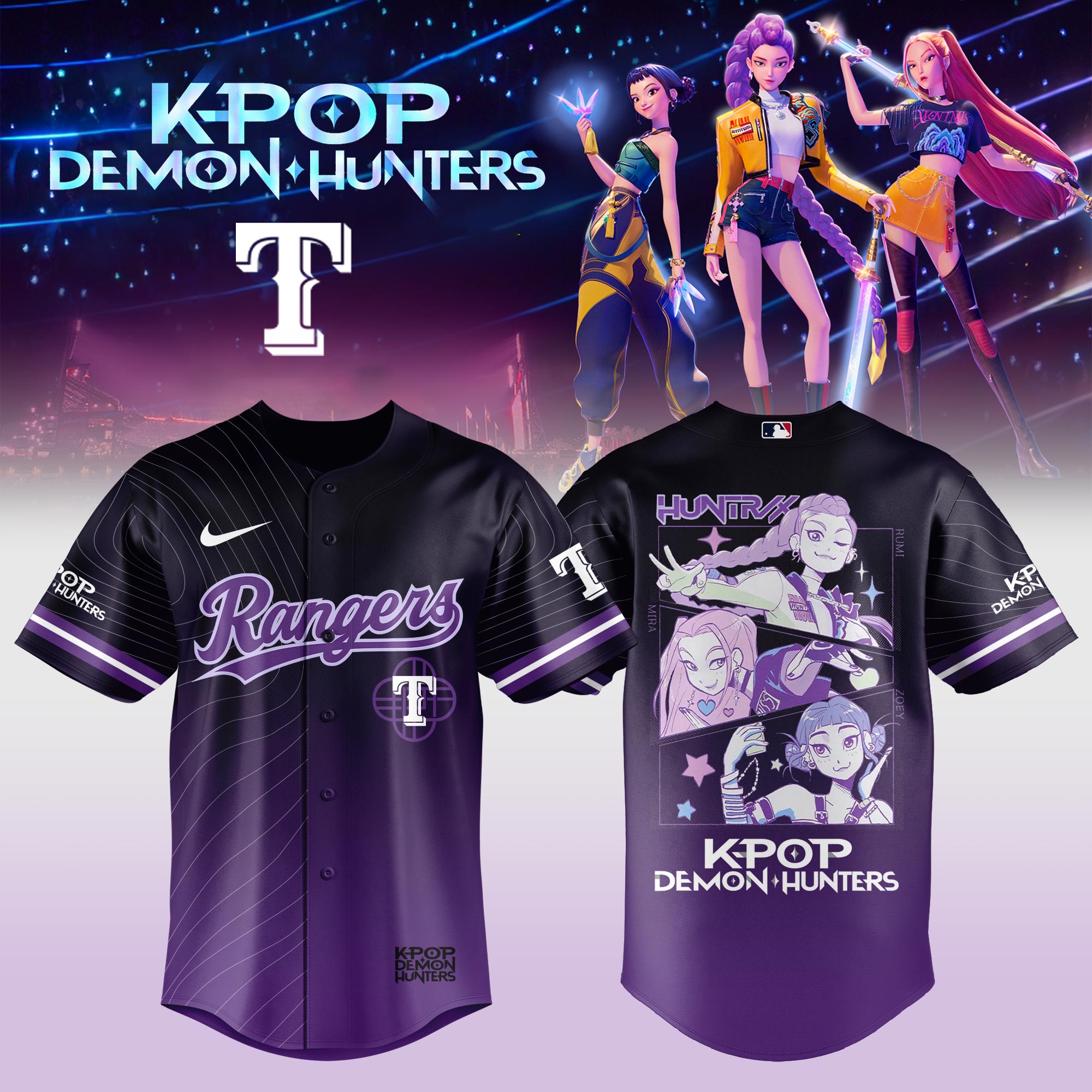 Texas Rangers X Kpop Demon Hunters 2026 Baseball Jersey Gift For Rangers Fans