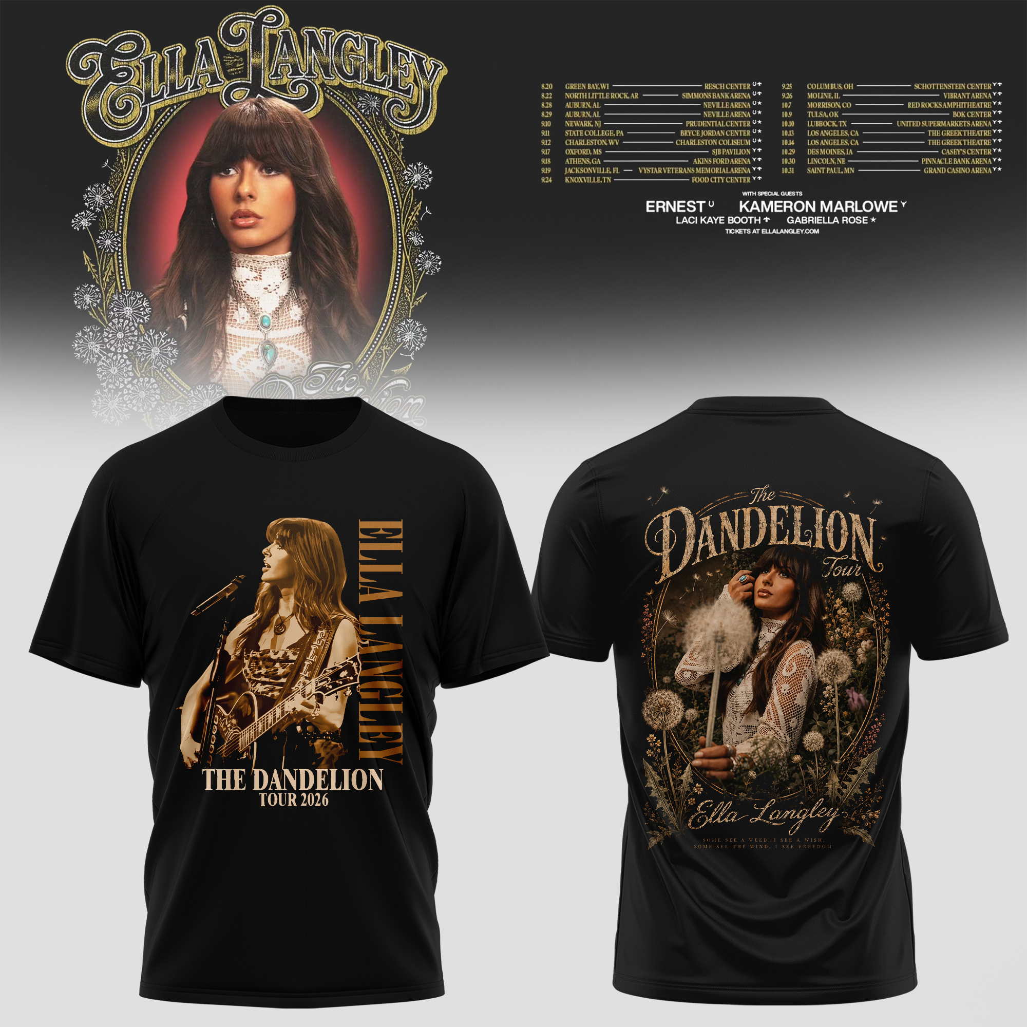 Dandelion Dreams Limited Edition T-Shirt Gift For Collectors Tour Merch 2026