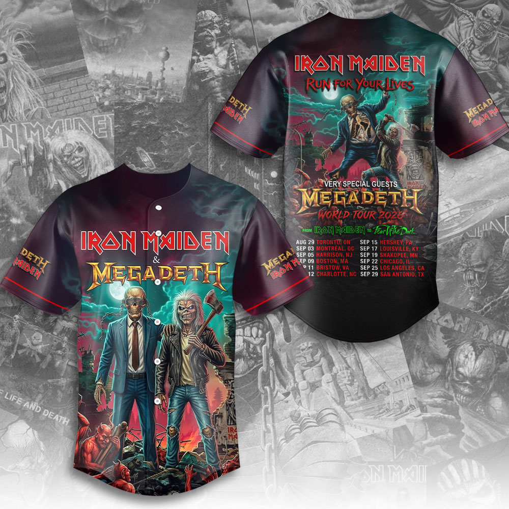 Iron Maiden X Megadeth Baseball Jersey Gift For Heavy Metal Fans World Tour Collection