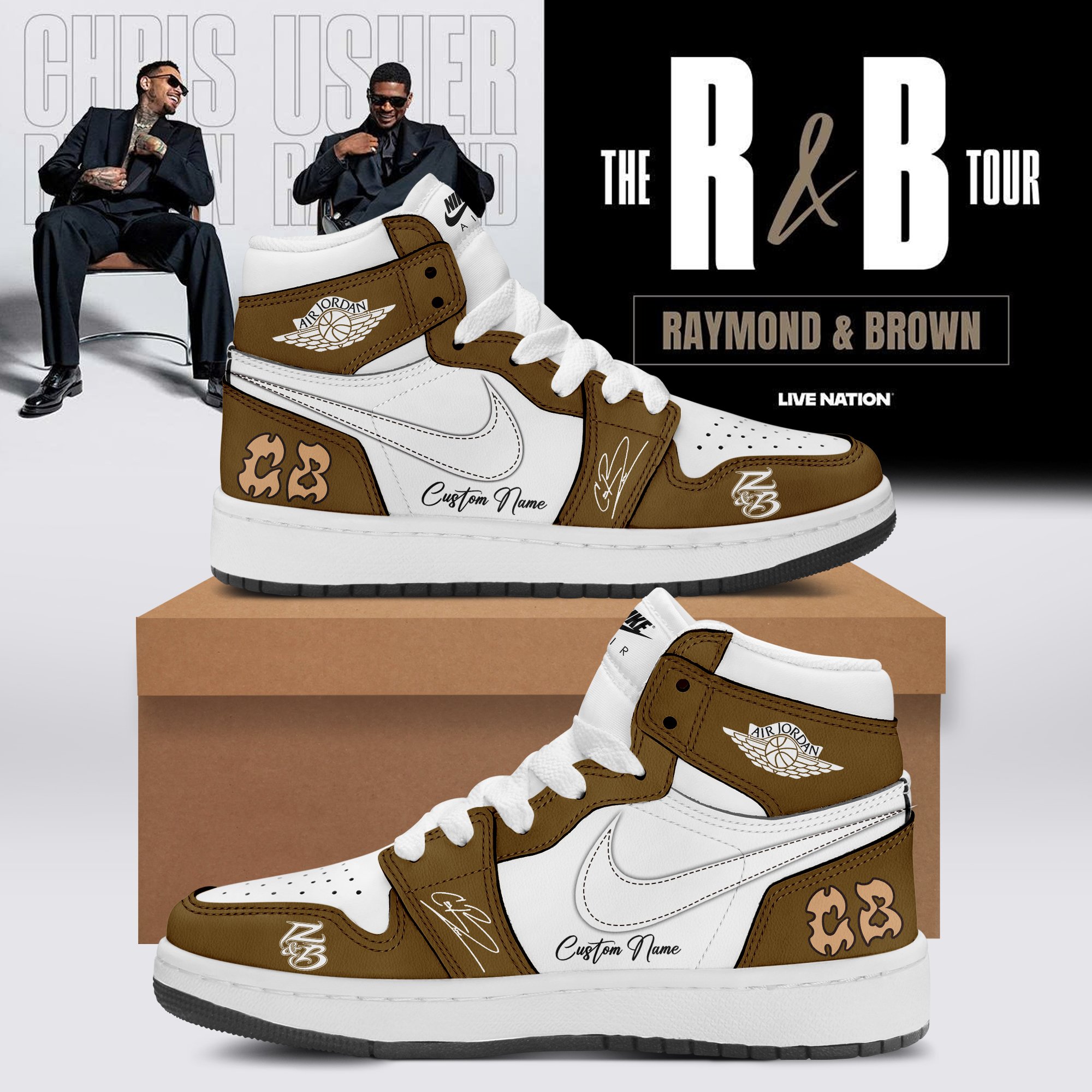 Chris Brown The R&B Tour 2026 Limited Signed Shoes Gift For Tour Merchandise Collectors