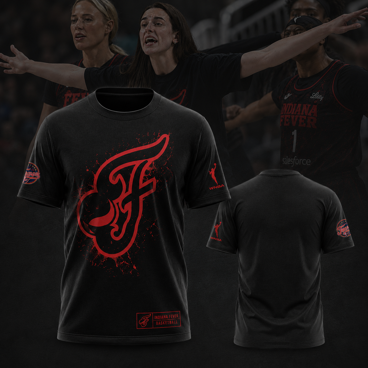 Indiana Fever Basketball Logo 3D T-Shirt Black Graphic Tee Wnba Fan Gift All Over Print-Shirt
