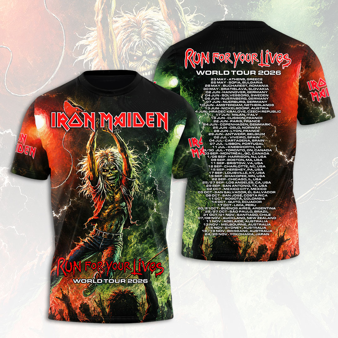 Iron Maiden World Tour 2026 3D Apparel Gift For Classic Rock Fans Tour Collection