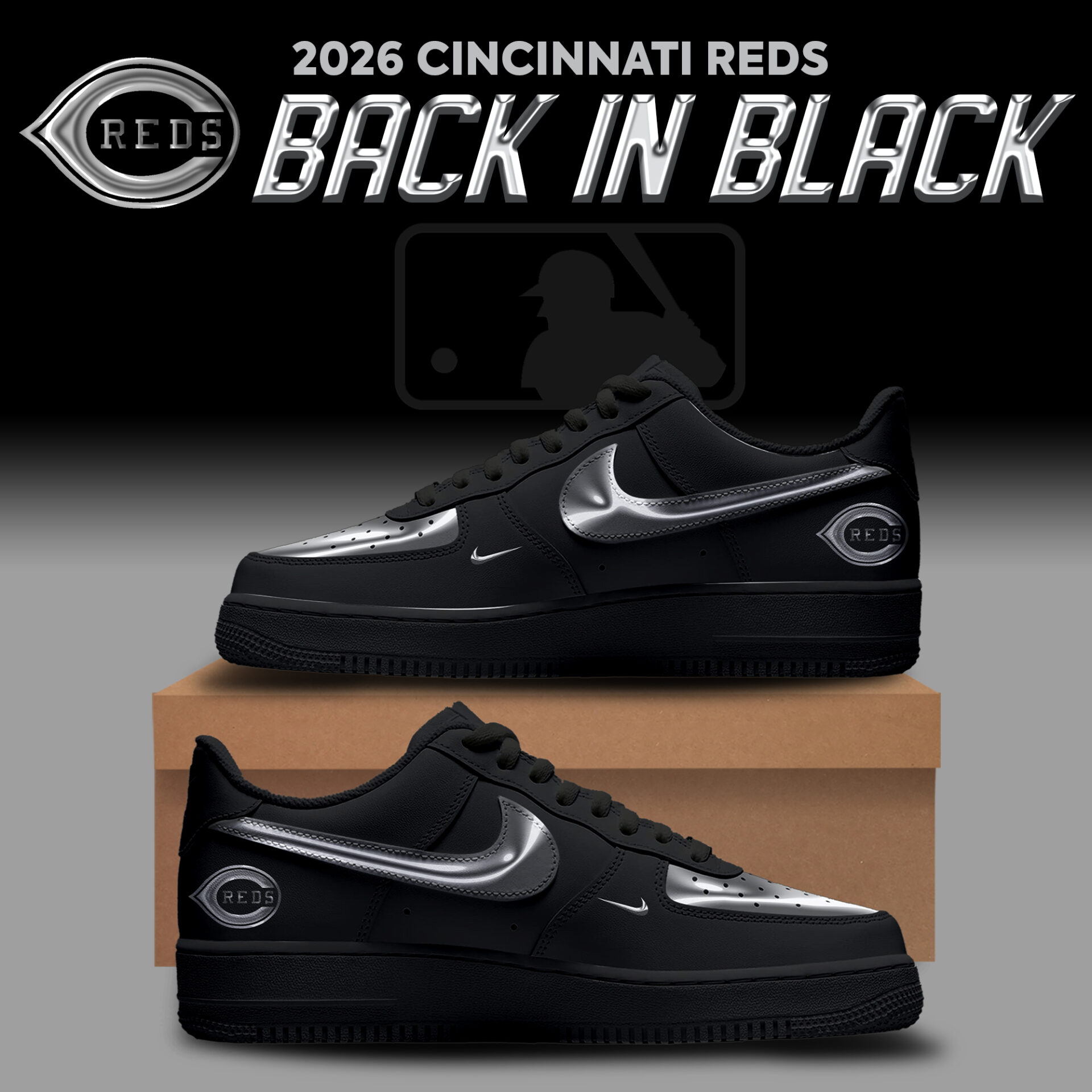 Cincinnati Reds Back In Black 2026 Shoes Gift For Baseball Lovers