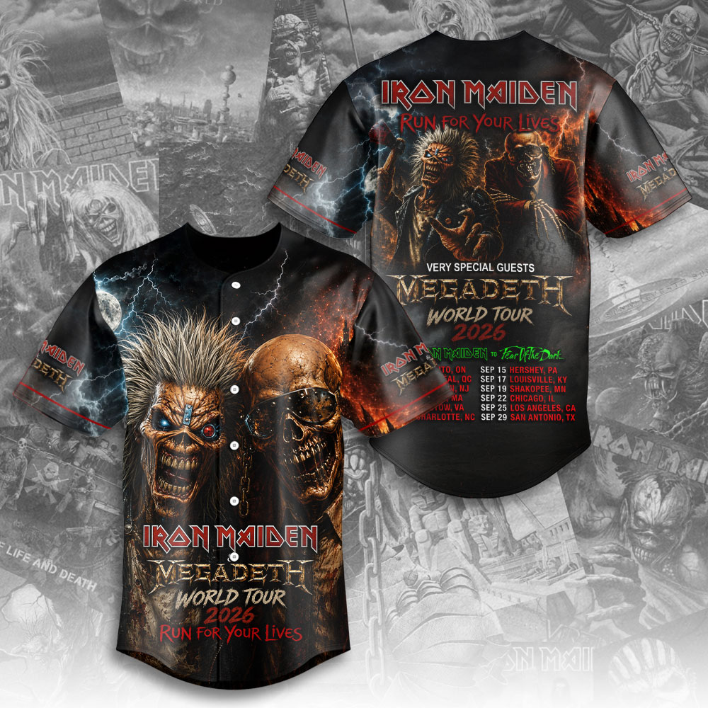 Iron Maiden X Megadeth World Tour 2026 Baseball Jersey Gift For Metal Fans Concert Year