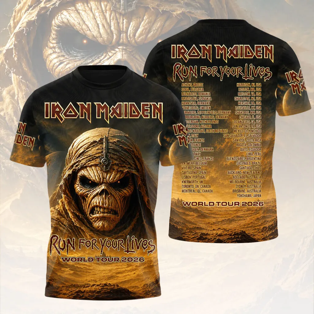 Iron Maiden World Tour 2026 Limited Fan Collection 3D Apparel Gift For Metalheads