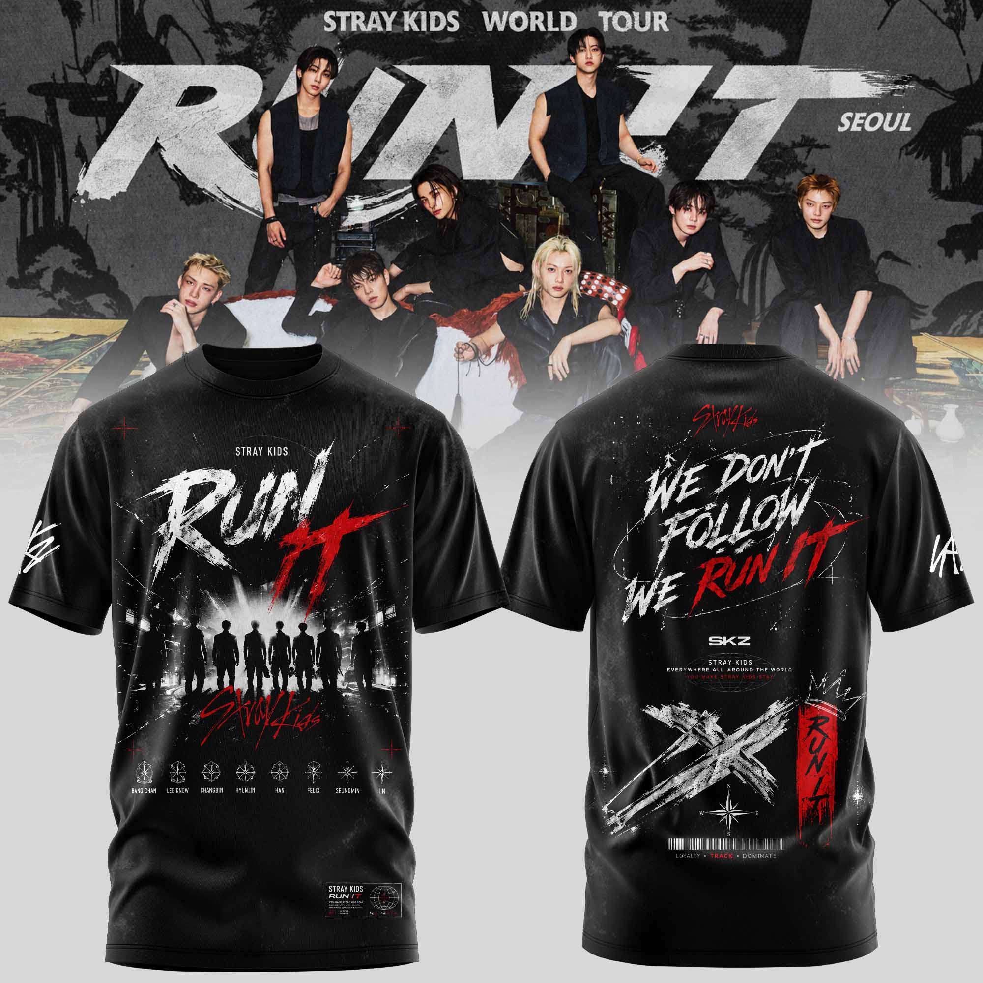 Stray Kids Run It World Tour 2026 Premium Fan T-Shirt Collection